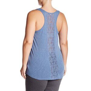 PJ Salvage Lace Inset Racerback Tank Top Cami 1X Denim Blue New